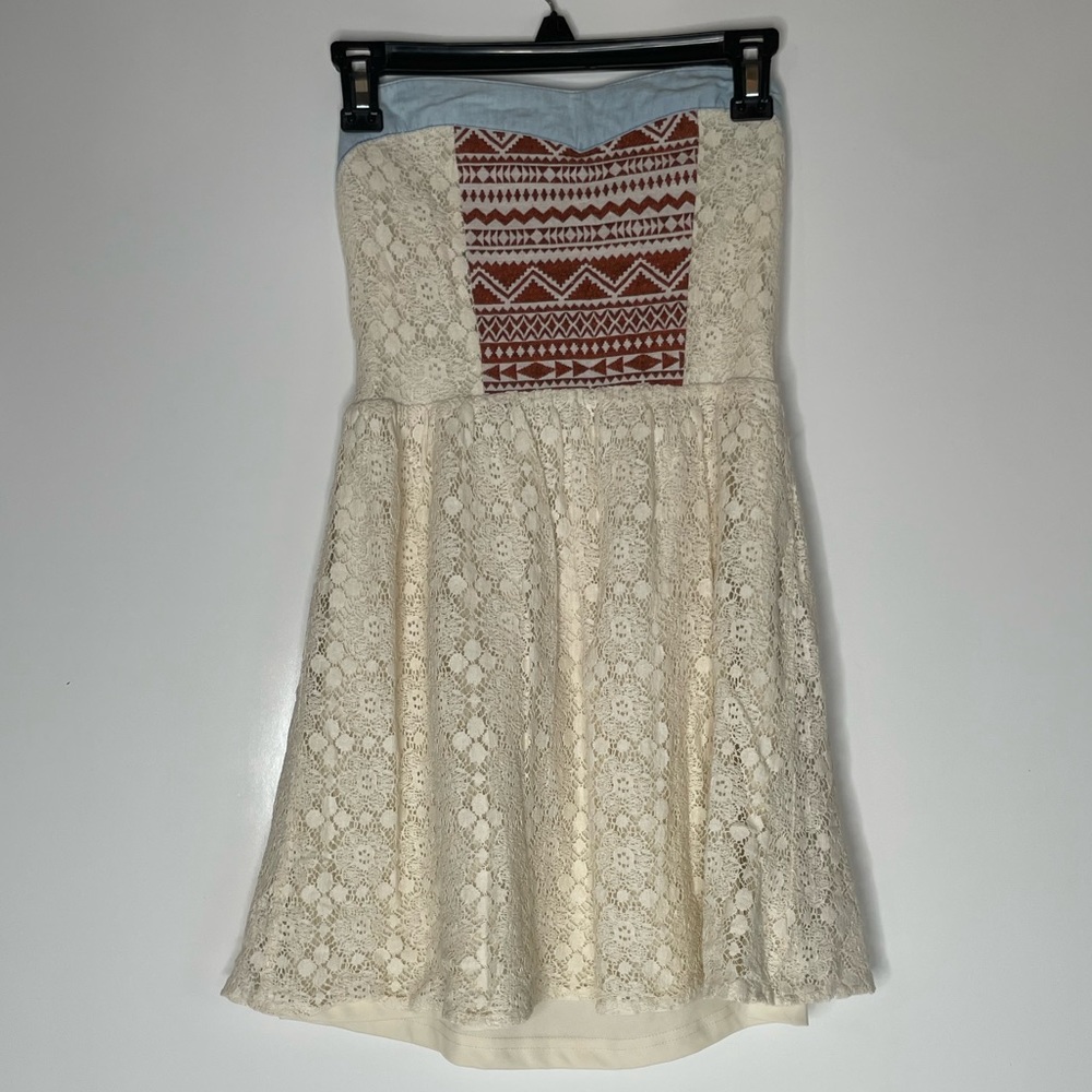 Flying Tomato Womens Lace  Strapless Dress Sleeveless Size Small Western.